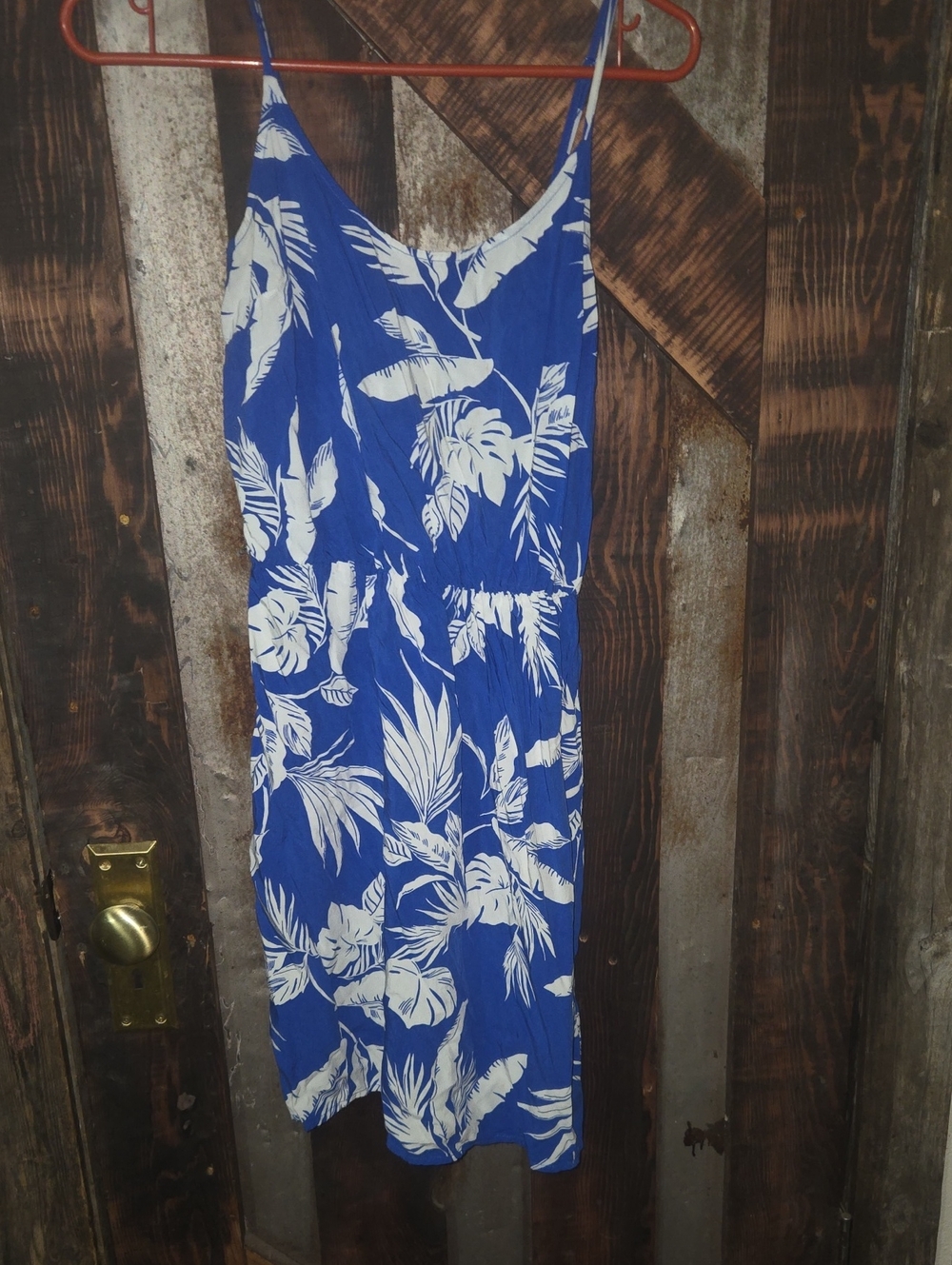 Old Navy Blue and White Tropical Print Women's Dress